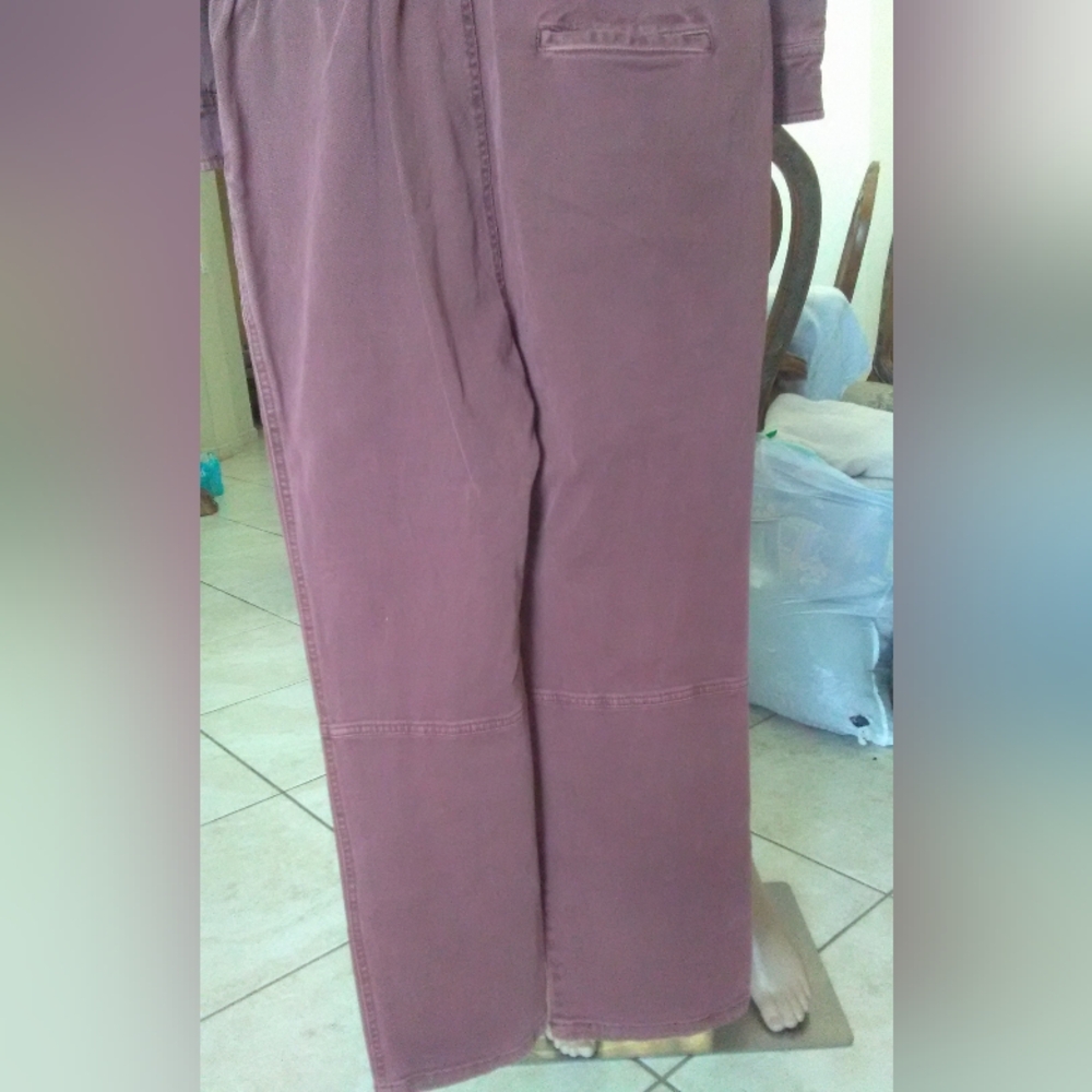 BNWT ORGANIC DENIM JUMPSUIT BY FAHERTY DYED MAROON ZIP/ BUTTON (XS & M AVAIL.) - Picture 3 of 14